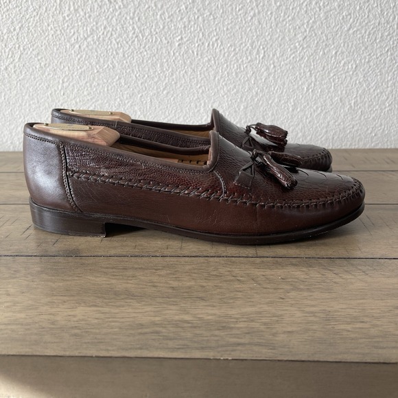 Zelli Genuine Ostrich All Leather Men's Dress Shoe Loafer Size 9.5 Made In Italy - Picture 4 of 11